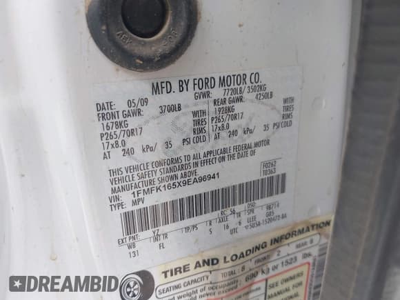 ✅ 2009 Ford Expedition Max SSV • VIN: 1FMFK165X9EA96941 • Lot: 43230290. Wystawiony na IAAI z przebiegiem 88 767 mil. Bezpłatny archiwum sprzedaży aukcyjnych z USA i szczegółowy raport historii pojazdu na DreamBid. Zdjęcie 9.