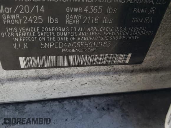 ✅ 2014 Hyundai Sonata GLS • VIN: 5NPEB4AC6EH918183 • Lot: 69816064. Listed on Copart with 228,584 mi. Free auction sales archive from the USA and detailed vehicle history report at DreamBid. Image 14.