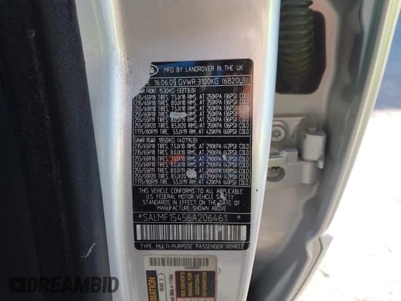 ✅ 2006 Land Rover Range Rover HSE • VIN: SALMF15456A206461 • Lot: 43739943. Listed on IAAI with 158,295 mi. Free auction sales archive from the USA and detailed vehicle history report at DreamBid. Image 9.