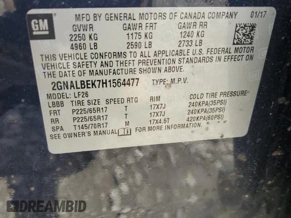 ✅ 2017 Chevrolet Equinox LS • VIN: 2GNALBEK7H1564477 • Лот: 68641604. Опубликован ранее на Copart с пробегом 68 853 миль. Бесплатный доступ к архиву аукционных продаж из США и подробный отчёт об истории автомобиля на DreamBid. Изображение 15.