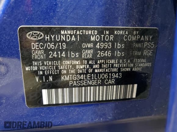 ✅ 2020 Genesis G70 3.3T • VIN: KMTG34LE1LU061943 • Lot: 81970635. Wystawiony na Copart z przebiegiem 34 340 mil. Bezpłatny archiwum sprzedaży aukcyjnych z USA i szczegółowy raport historii pojazdu na DreamBid. Zdjęcie 12.