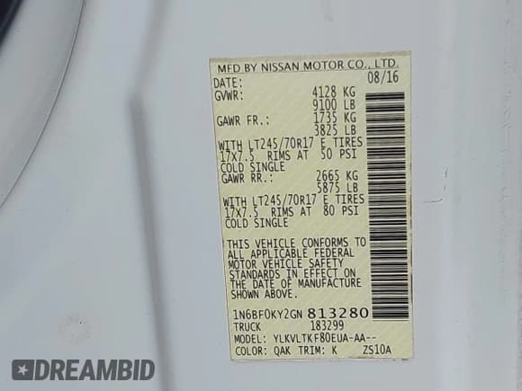 ✅ 2016 Nissan NV S • VIN: 1N6BF0KY2GN813280 • Lot: 43842914. Wystawiony na IAAI z przebiegiem 154 549 mil. Bezpłatny archiwum sprzedaży aukcyjnych z USA i szczegółowy raport historii pojazdu na DreamBid. Zdjęcie 9.