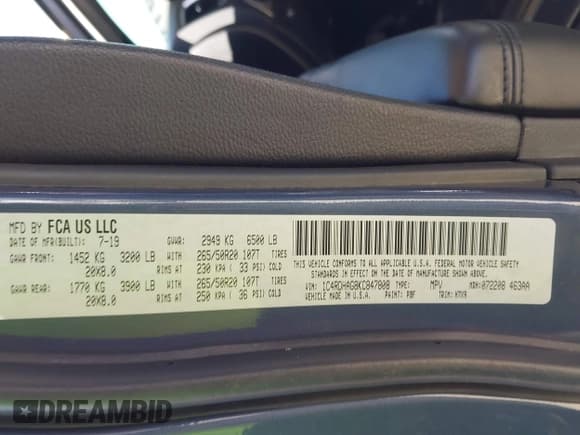 ✅ 2019 Dodge Durango SXT • VIN: 1C4RDHAG8KC847808 • Lot: 43501010. Wystawiony na IAAI z przebiegiem 148 150 mil. Bezpłatny archiwum sprzedaży aukcyjnych z USA i szczegółowy raport historii pojazdu na DreamBid. Zdjęcie 9.