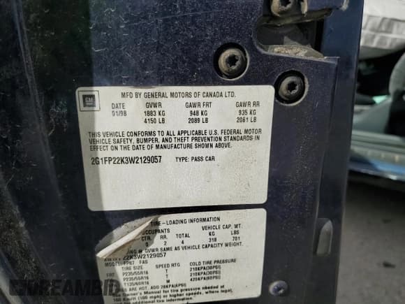 ✅ 1998 Chevrolet Camaro • VIN: 2G1FP22K3W2129057 • Lot: 54251645. Wystawiony na Copart z przebiegiem Nie podano. Bezpłatny archiwum sprzedaży aukcyjnych z USA i szczegółowy raport historii pojazdu na DreamBid. Zdjęcie 12.