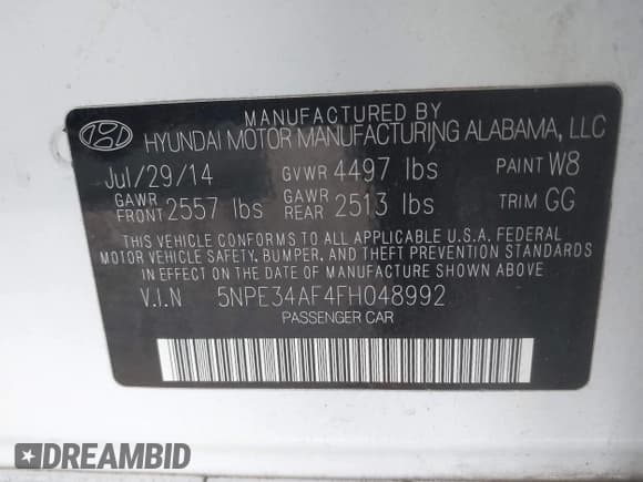 ✅ 2015 Hyundai Sonata Sport • VIN: 5NPE34AF4FH048992 • Лот: 43570681. Опубликован ранее на IAAI с пробегом 37 271 миль. Бесплатный доступ к архиву аукционных продаж из США и подробный отчёт об истории автомобиля на DreamBid. Изображение 9.