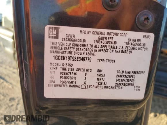 ✅ 2003 Chevrolet Silverado 1500 LS • VIN: 1GCEK19T93E349779 • Лот: 82492744. Опубликован ранее на Copart с пробегом Не указан. Бесплатный доступ к архиву аукционных продаж из США и подробный отчёт об истории автомобиля на DreamBid. Изображение 12.