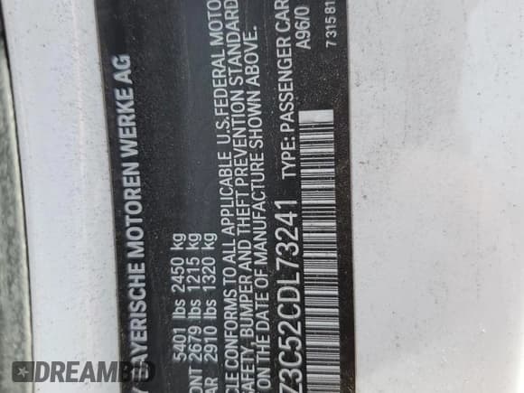 ✅ 2012 BMW 6 Series 650i • VIN: WBALZ3C52CDL73241 • Lot: 84286225. Listed on Copart with 181,198 mi. Free auction sales archive from the USA and detailed vehicle history report at DreamBid. Image 12.