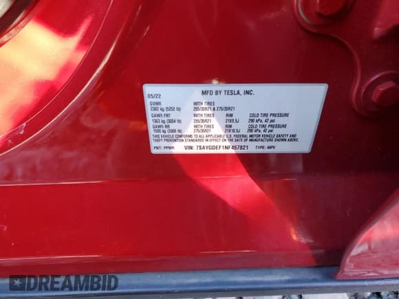 ✅ 2022 Tesla Model Y Performance • VIN: 7SAYGDEF1NF457821 • Lot: 86795615. Listed on Copart with 30,177 mi. Free auction sales archive from the USA and detailed vehicle history report at DreamBid. Image 12.