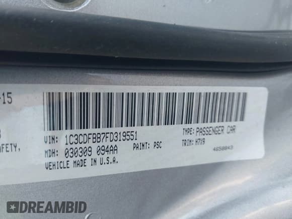 ✅ 2015 Dodge Dart SXT • VIN: 1C3CDFBB7FD319551 • Lot: 42406831. Listed on IAAI with 126,466 mi. Free auction sales archive from the USA and detailed vehicle history report at DreamBid. Image 9.