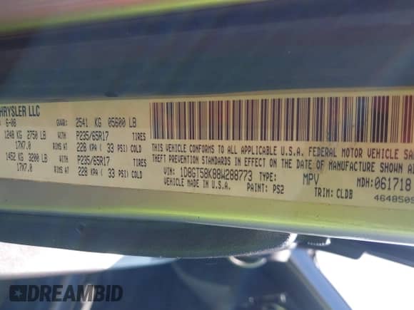 2008 Dodge Nitro SLT z VIN 1D8GT58K88W288773, wystawiony jako IAAI lot #42724555 z przebiegiem 146 365 mil mil oraz . Historia ofert i sprzedaży dostępna na DreamBid. Obrazek 9.