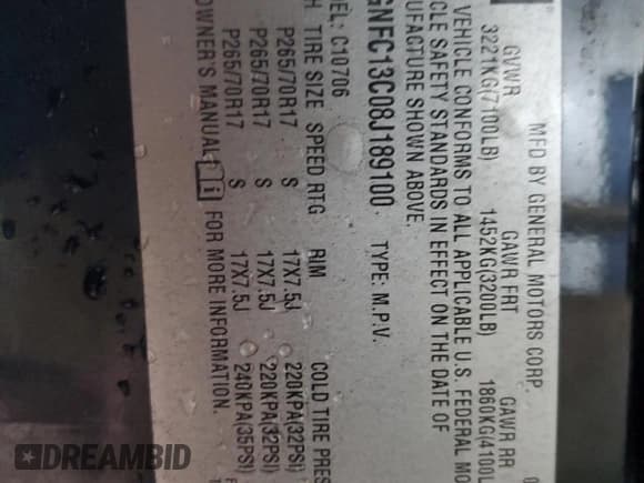 ✅ 2008 Chevrolet Tahoe LS • VIN: 1GNFC13C08J189100 • Lot: 92268665. Wystawiony na Copart z przebiegiem 201 875 mil. Bezpłatny archiwum sprzedaży aukcyjnych z USA i szczegółowy raport historii pojazdu na DreamBid. Zdjęcie 13.