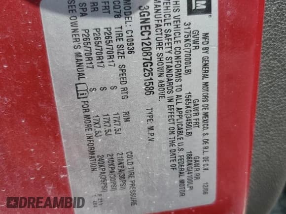 ✅ 2007 Chevrolet Avalanche LTZ • VIN: 3GNEC12087G251586 • Лот: 60598105. Опубликован ранее на Copart с пробегом 240 420 миль. Бесплатный доступ к архиву аукционных продаж из США и подробный отчёт об истории автомобиля на DreamBid. Изображение 12.