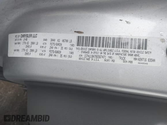 ✅ 2008 Dodge 1500 ST • VIN: 1D7HU18N78S567471 • Лот: 41816926. Опубликован ранее на IAAI с пробегом 204 109 миль. Бесплатный доступ к архиву аукционных продаж из США и подробный отчёт об истории автомобиля на DreamBid. Изображение 9.