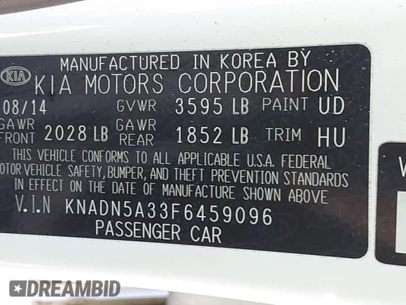 ✅ 2015 Kia Rio EX • VIN: KNADN5A33F6459096 • Lot: 43425345. Listed on IAAI with 126,591 mi. Free auction sales archive from the USA and detailed vehicle history report at DreamBid. Image 9.