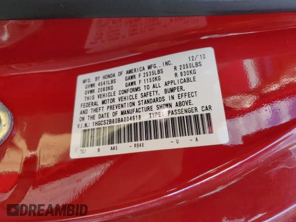 ✅ 2011 Honda Accord EX-L • VIN: 1HGCS2B80BA004618 • Lot: 85681595. Wystawiony na Copart z przebiegiem 97 479 mil. Bezpłatny archiwum sprzedaży aukcyjnych z USA i szczegółowy raport historii pojazdu na DreamBid. Zdjęcie 13.