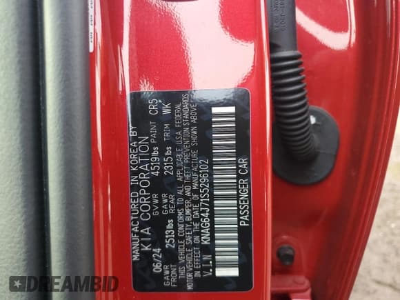 ✅ 2025 Kia K5 GT-Line • VIN: KNAG64J71S5296102 • Lot: 81581835. Listed on Copart with 10,292 mi. Free auction sales archive from the USA and detailed vehicle history report at DreamBid. Image 12.