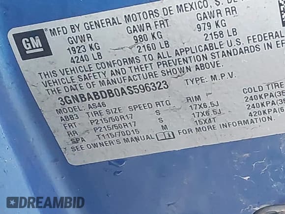 ✅ 2010 Chevrolet HHR 1LT • VIN: 3GNBABDB0AS596323 • Lot: 41477554. Listed on IAAI with 237,924 mi. Free auction sales archive from the USA and detailed vehicle history report at DreamBid. Image 9.