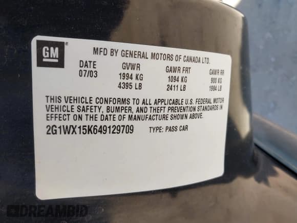 ✅ 2004 Chevrolet Monte Carlo SS • VIN: 2G1WX15K649129709 • Lot: 42934115. Listed on IAAI with 175,667 mi. Free auction sales archive from the USA and detailed vehicle history report at DreamBid. Image 9.