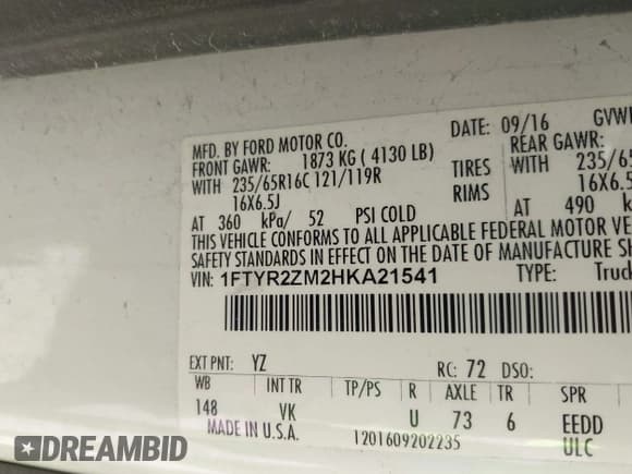 ✅ 2017 Ford Transit • VIN: 1FTYR2ZM2HKA21541 • Лот: 42540880. Опубликован ранее на IAAI с пробегом 177 013 миль. Бесплатный доступ к архиву аукционных продаж из США и подробный отчёт об истории автомобиля на DreamBid. Изображение 9.