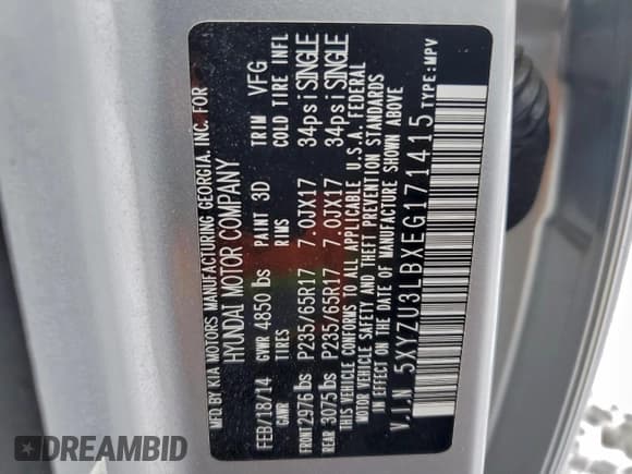 ✅ 2014 Hyundai Santa Fe • VIN: 5XYZU3LBXEG171415 • Lot: 95540585. Wystawiony na Copart z przebiegiem 109 817 mil. Bezpłatny archiwum sprzedaży aukcyjnych z USA i szczegółowy raport historii pojazdu na DreamBid. Zdjęcie 13.