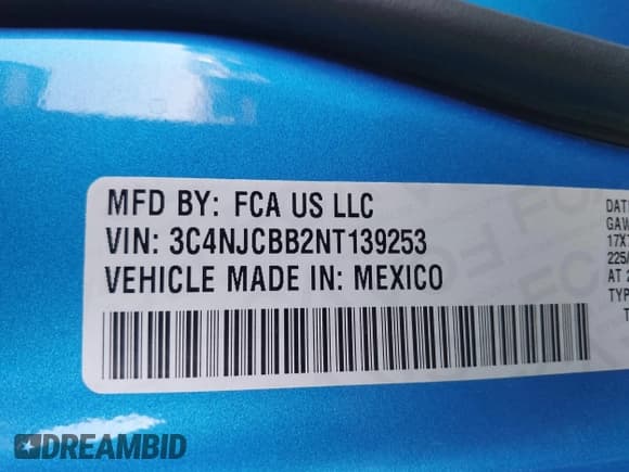 ✅ 2022 Jeep Compass Latitude • VIN: 3C4NJCBB2NT139253 • Lot: 42979620. Listed on IAAI with 70,676 mi. Free auction sales archive from the USA and detailed vehicle history report at DreamBid. Image 9.