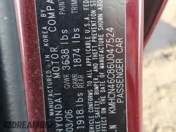 ✅ 2006 Hyundai Accent GLS • VIN: KMHCN46C86U047524 • Лот: 47071055. Опубликован ранее на Copart с пробегом 116 918 миль. Бесплатный доступ к архиву аукционных продаж из США и подробный отчёт об истории автомобиля на DreamBid. Изображение 14.