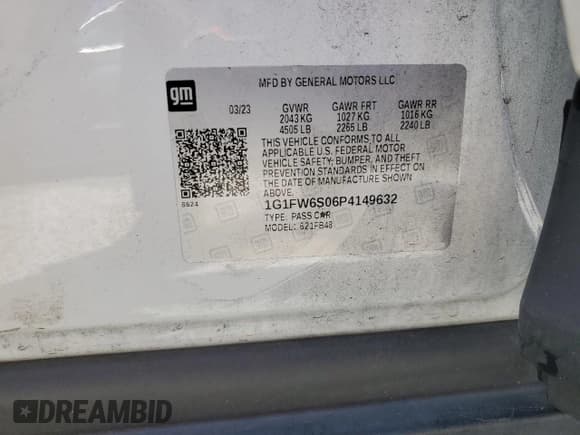 ✅ 2023 Chevrolet Bolt EV 1LT • VIN: 1G1FW6S06P4149632 • Лот: 72440854. Опубликован ранее на Copart с пробегом 45 585 миль. Бесплатный доступ к архиву аукционных продаж из США и подробный отчёт об истории автомобиля на DreamBid. Изображение 14.