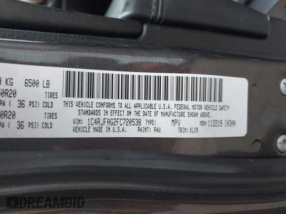 ✅ 2015 Jeep Grand Cherokee Altitude • VIN: 1C4RJFAG2FC720538 • Lot: 43567345. Listed on IAAI with 93,046 mi. Free auction sales archive from the USA and detailed vehicle history report at DreamBid. Image 9.