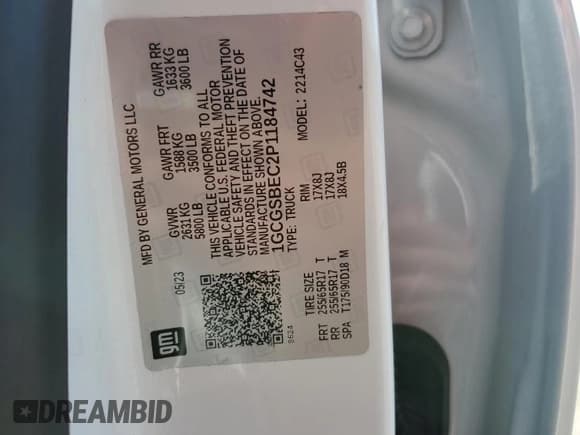 ✅ 2023 Chevrolet Colorado 2WD Work Truck • VIN: 1GCGSBEC2P1184742 • Лот: 81118005. Опубликован ранее на Copart с пробегом 26 641 миль. Бесплатный доступ к архиву аукционных продаж из США и подробный отчёт об истории автомобиля на DreamBid. Изображение 12.