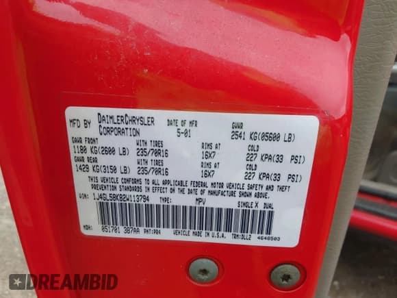 ✅ 2002 Jeep Liberty Limited • VIN: 1J4GL58K82W113794 • Lot: 43017227. Wystawiony na IAAI z przebiegiem 137 376 mil. Bezpłatny archiwum sprzedaży aukcyjnych z USA i szczegółowy raport historii pojazdu na DreamBid. Zdjęcie 9.