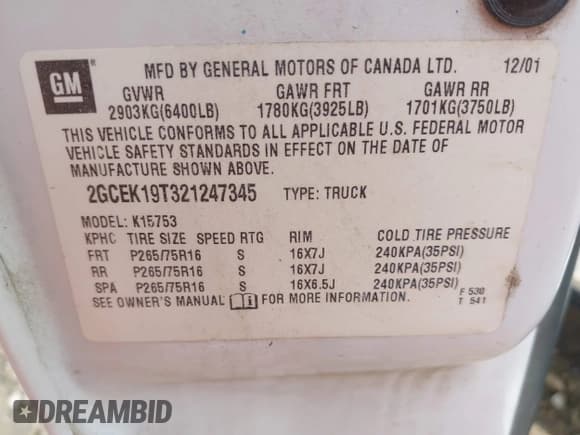 ✅ 2002 Chevrolet Silverado 1500 LT • VIN: 2GCEK19T321247345 • Lot: 42096246. Listed on IAAI with 469,696 mi. Free auction sales archive from the USA and detailed vehicle history report at DreamBid. Image 9.
