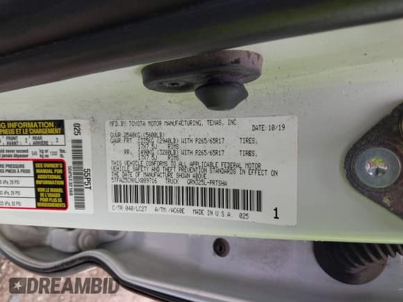 ✅ 2020 Toyota Tacoma SR5 • VIN: 5TFAZ5CNXLX089716 • Lot: 42344679. Listed on IAAI with 188,172 mi. Free auction sales archive from the USA and detailed vehicle history report at DreamBid. Image 9.