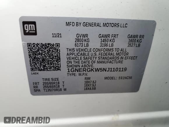 ✅ 2022 Chevrolet Traverse LT Cloth • VIN: 1GNERGKW5NJ110119 • Lot: 74471734. Wystawiony na Copart z przebiegiem 21 740 mil. Bezpłatny archiwum sprzedaży aukcyjnych z USA i szczegółowy raport historii pojazdu na DreamBid. Zdjęcie 13.