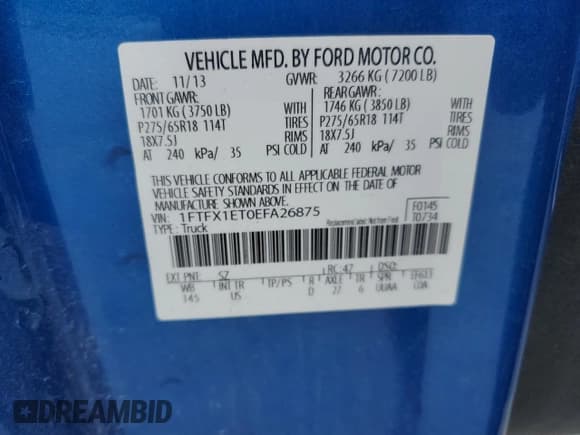 ✅ 2014 Ford F-150 XL • VIN: 1FTFX1ET0EFA26875 • Lot: 57308115. Wystawiony na Copart z przebiegiem 184 709 mil. Bezpłatny archiwum sprzedaży aukcyjnych z USA i szczegółowy raport historii pojazdu na DreamBid. Zdjęcie 12.