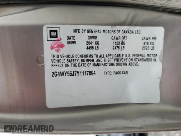 ✅ 2000 Buick Century Limited • VIN: 2G4WY55J7Y1117894 • Lot: 66918644. Wystawiony na Copart z przebiegiem Nie podano. Bezpłatny archiwum sprzedaży aukcyjnych z USA i szczegółowy raport historii pojazdu na DreamBid. Zdjęcie 14.