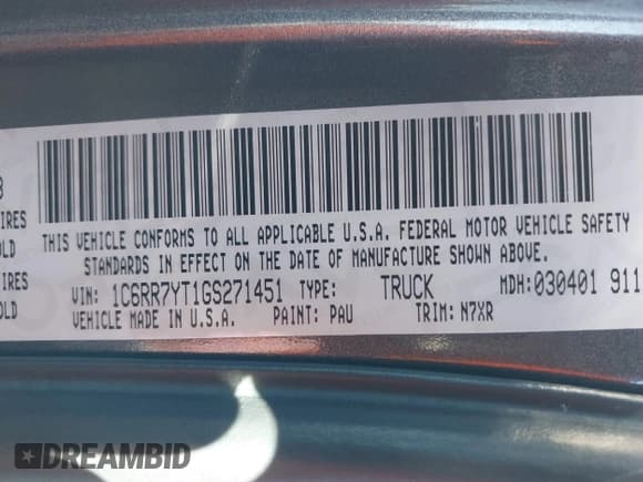 ✅ 2016 Ram 1500 Rebel • VIN: 1C6RR7YT1GS271451 • Lot: 43917940. Listed on IAAI with 144,633 mi. Free auction sales archive from the USA and detailed vehicle history report at DreamBid. Image 9.