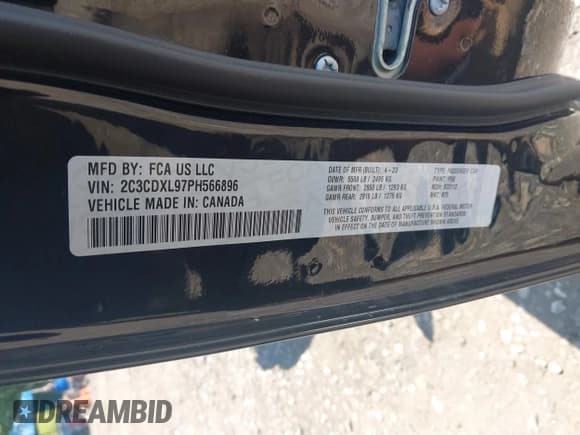 ✅ 2023 Dodge Charger SRT Hellcat Widebody Jailbreak • VIN: 2C3CDXL97PH566896 • Lot: 42823160. Listed on IAAI with 21,957 mi. Free auction sales archive from the USA and detailed vehicle history report at DreamBid. Image 9.