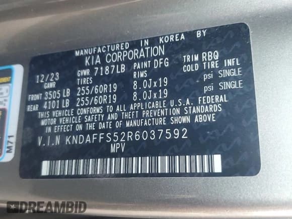 ✅ 2024 Kia EV9 Wind • VIN: KNDAFFS52R6037592 • Lot: 90968825. Wystawiony na Copart z przebiegiem 19 246 mil. Bezpłatny archiwum sprzedaży aukcyjnych z USA i szczegółowy raport historii pojazdu na DreamBid. Zdjęcie 13.