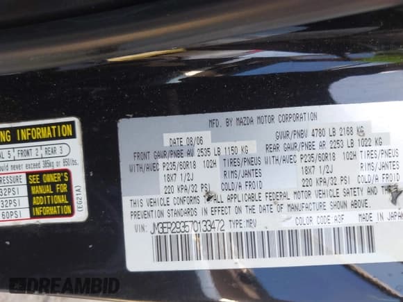 ✅ 2007 Mazda CX-7 Grand Touring • VIN: JM3ER293570133472 • Лот: 42914709. Опубликован ранее на IAAI с пробегом 131 330 миль. Бесплатный доступ к архиву аукционных продаж из США и подробный отчёт об истории автомобиля на DreamBid. Изображение 9.