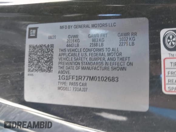 ✅ 2021 Chevrolet Camaro 1SS • VIN: 1G1FF1R77M0102683 • Lot: 41737336. Wystawiony na IAAI z przebiegiem 44 268 mil. Bezpłatny archiwum sprzedaży aukcyjnych z USA i szczegółowy raport historii pojazdu na DreamBid. Zdjęcie 9.