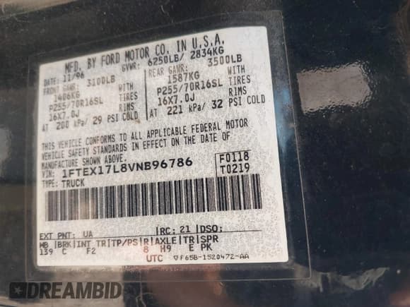 ✅ 1997 Ford F-150 XL • VIN: 1FTEX17L8VNB96786 • Lot: 42284370. Wystawiony na IAAI z przebiegiem 163 227 mil. Bezpłatny archiwum sprzedaży aukcyjnych z USA i szczegółowy raport historii pojazdu na DreamBid. Zdjęcie 9.