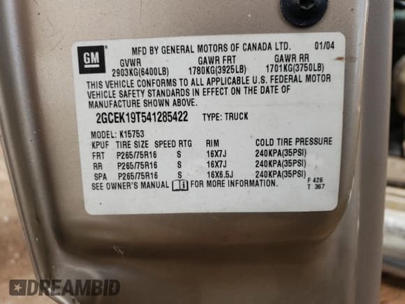 ✅ 2004 Chevrolet Silverado 1500 Z71 • VIN: 2GCEK19T541285422 • Лот: 75083004. Опубликован ранее на Copart с пробегом Не указан. Бесплатный доступ к архиву аукционных продаж из США и подробный отчёт об истории автомобиля на DreamBid. Изображение 12.
