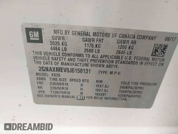 2018 Chevrolet Equinox Premier с VIN 2GNAXMEV8J6158131, выставлен на аукционе IAAI как лот 43343895 с пробегом 162 615 миль миль и . История ставок и продаж доступна на DreamBid. Изображение 9.