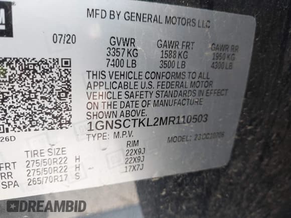 ✅ 2021 Chevrolet Tahoe High Country • VIN: 1GNSCTKL2MR110503 • Лот: 42928162. Опубликован ранее на IAAI с пробегом 81 564 миль. Бесплатный доступ к архиву аукционных продаж из США и подробный отчёт об истории автомобиля на DreamBid. Изображение 9.