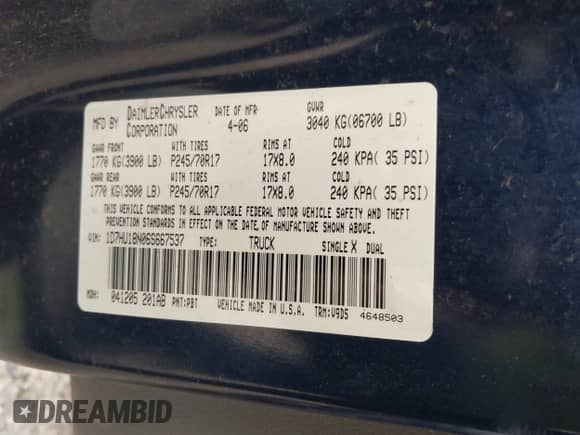 ✅ 2006 Dodge 1500 SLT • VIN: 1D7HU18N06S667537 • Лот: 43405689. Размещён на IAAI с пробегом 381 820 миль миль. Получите бесплатный доступ к архиву аукционных продаж из США и посмотрите подробный отчёт об истории автомобиля на DreamBid. Изображение 9.