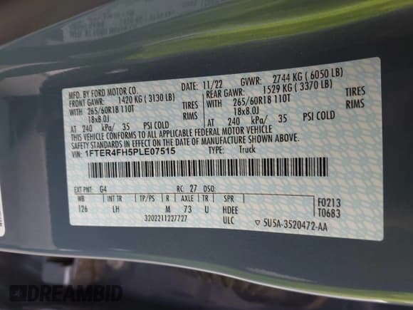 ✅ 2023 Ford Ranger XL • VIN: 1FTER4FH5PLE07515 • Lot: 42477894. Listed on IAAI with 14,082 mi. Free auction sales archive from the USA and detailed vehicle history report at DreamBid. Image 9.