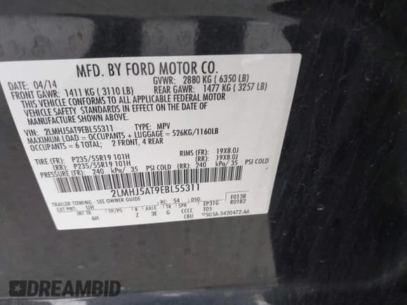 ✅ 2014 Lincoln MKT EcoBoost • VIN: 2LMHJ5AT9EBL55311 • Lot: 42162336. Wystawiony na IAAI z przebiegiem 28 045 mil. Bezpłatny archiwum sprzedaży aukcyjnych z USA i szczegółowy raport historii pojazdu na DreamBid. Zdjęcie 9.