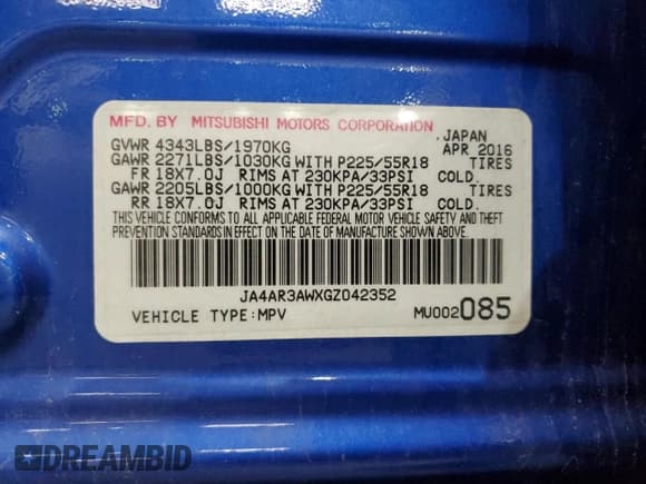 ✅ 2016 Mitsubishi Outlander ES • VIN: JA4AR3AWXGZ042352 • Lot: 92882835. Wystawiony na Copart z przebiegiem 109 589 mil. Bezpłatny archiwum sprzedaży aukcyjnych z USA i szczegółowy raport historii pojazdu na DreamBid. Zdjęcie 13.