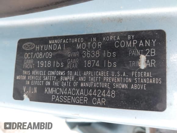 ✅ 2010 Hyundai Accent GLS • VIN: KMHCN4ACXAU442448 • Лот: 41514193. Опубликован ранее на IAAI с пробегом 255 078 миль. Бесплатный доступ к архиву аукционных продаж из США и подробный отчёт об истории автомобиля на DreamBid. Изображение 9.