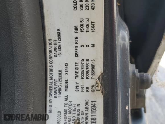 ✅ 2006 Chevrolet Colorado 2LT • VIN: 1GCCS136X68115941 • Lot: 85903495. Listed on Copart with 188,607 mi. Free auction sales archive from the USA and detailed vehicle history report at DreamBid. Image 12.